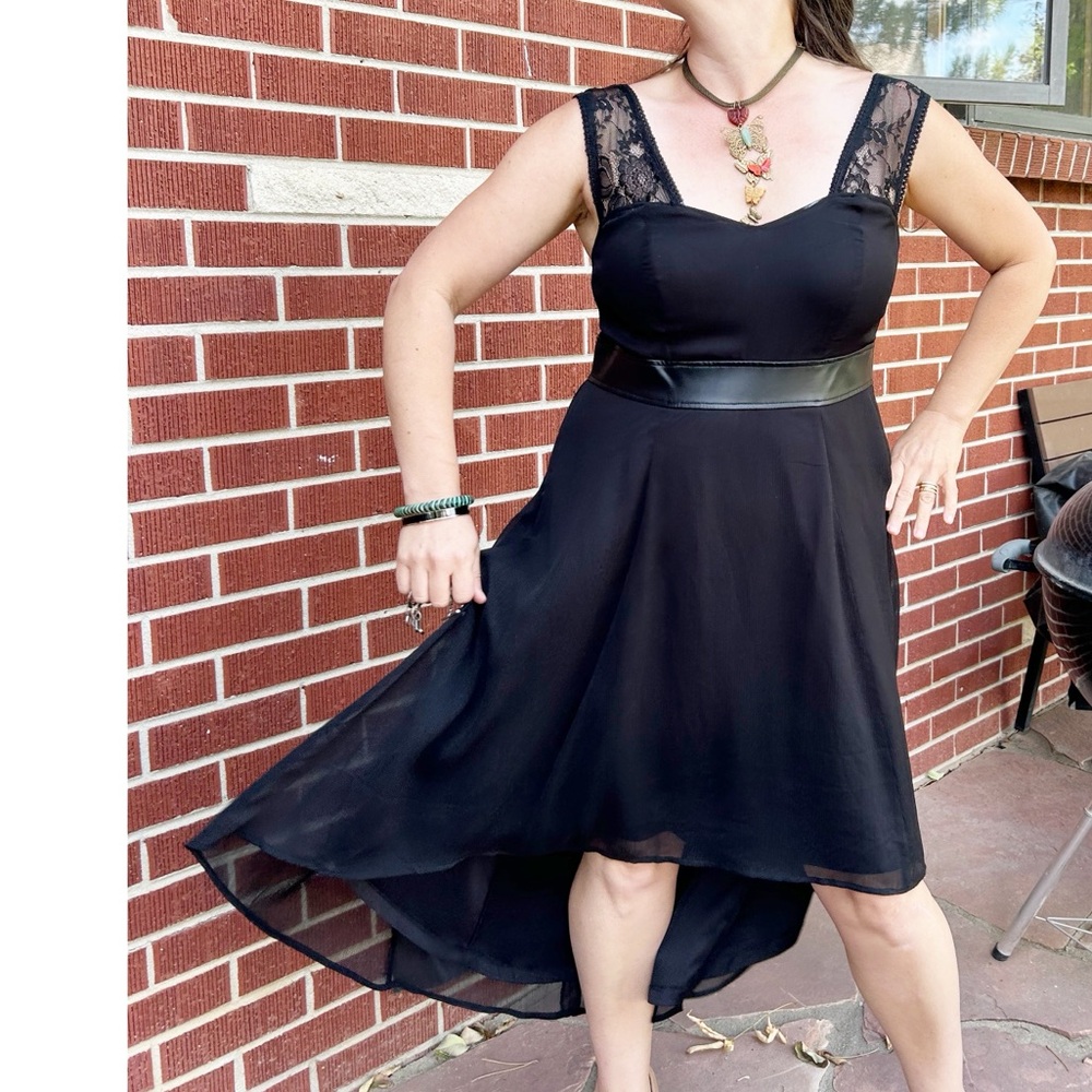 TRIPP New York Sweetheart High Low MIDI Dress Black SZ: Large